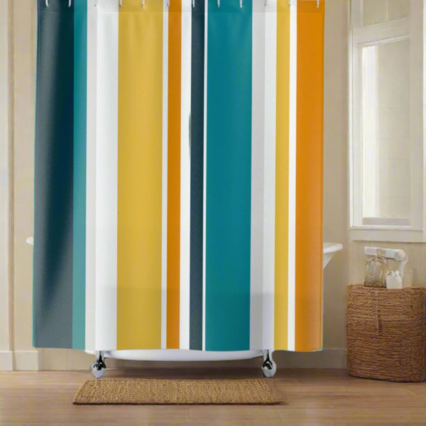 *NEW* Shower Curtain With Stripes - 'Retro California'