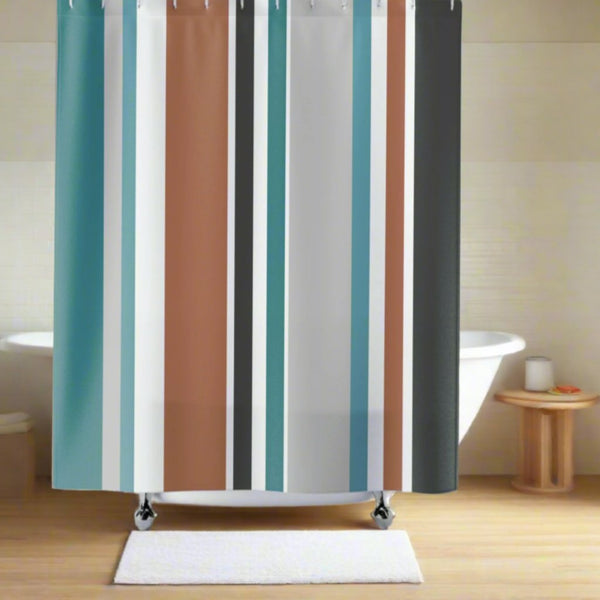 *NEW* Shower Curtain With Stripes - 'Japanese Elegance'