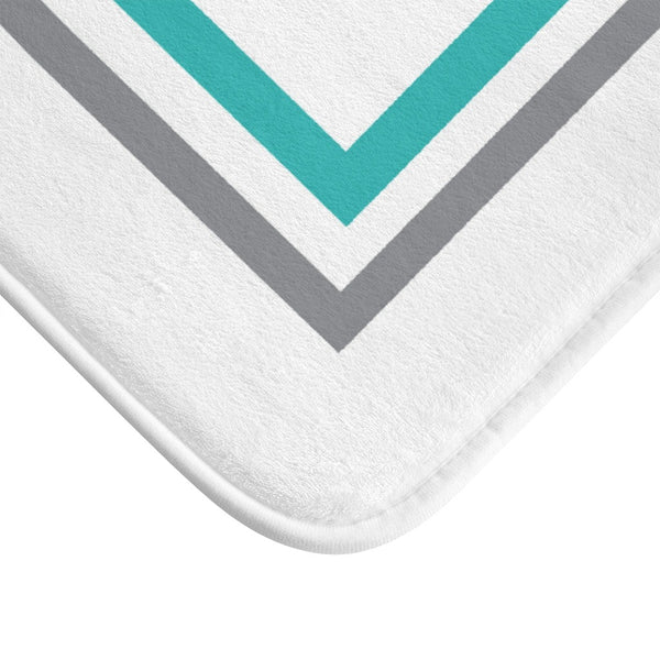 Soft, Absorbent Turquoise And Grey Bath Mat