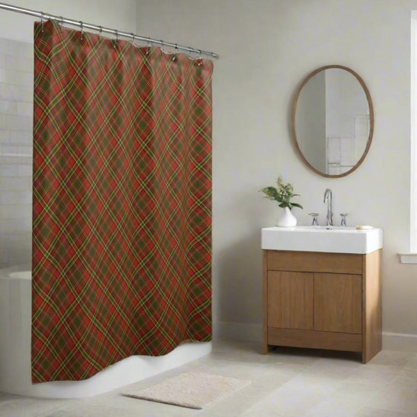 *NEW* Washable Water Resistant Plaid Shower Curtain - 'Castle Arnott'