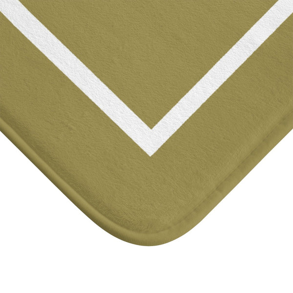 close up of olive green bath mat