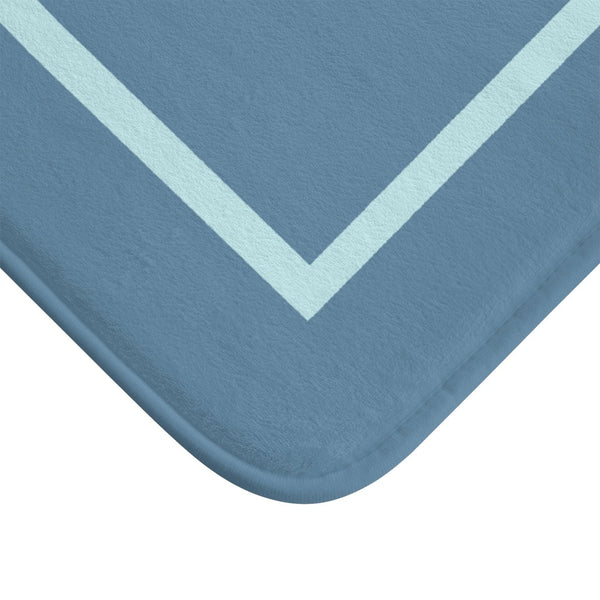 Luxurious Grey Bath Mat With Turquoise Line