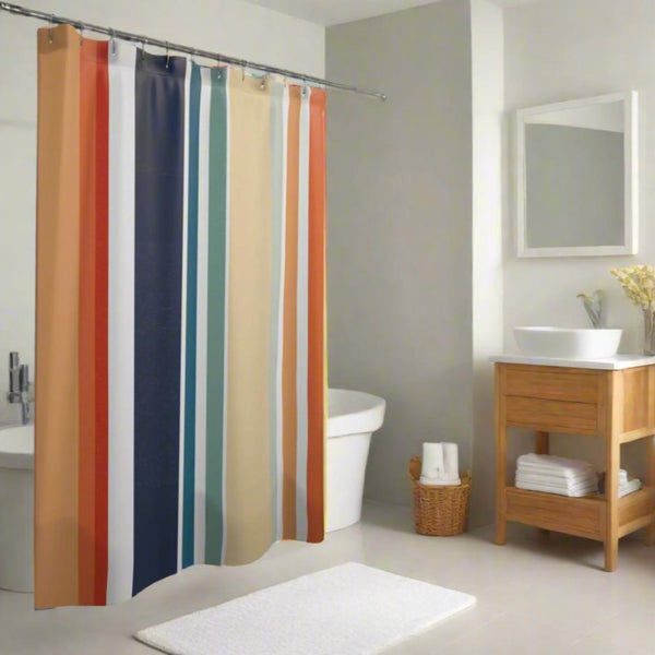 *NEW* Shower Curtain With Stripes - 'Hermosa Beach'