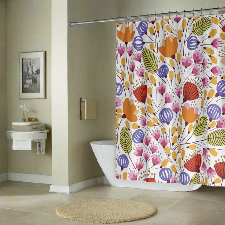 Floral shower curtain with many colors and modern design