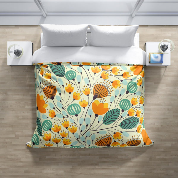 *NEW* Ultrasoft Lightweight Silky Smooth - Teal & Orange Floral Duvet Cover