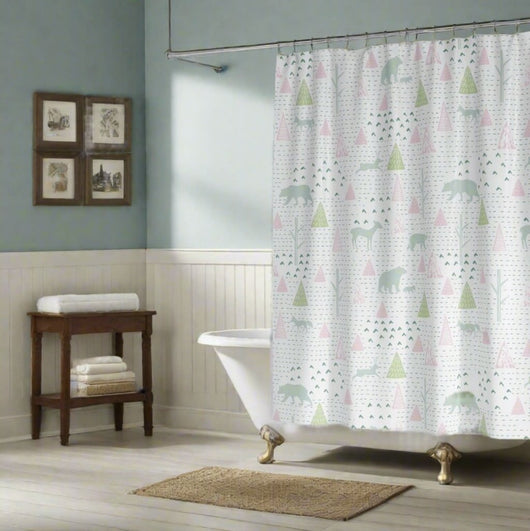 Cool shower curtain with animal design in classic bathroom