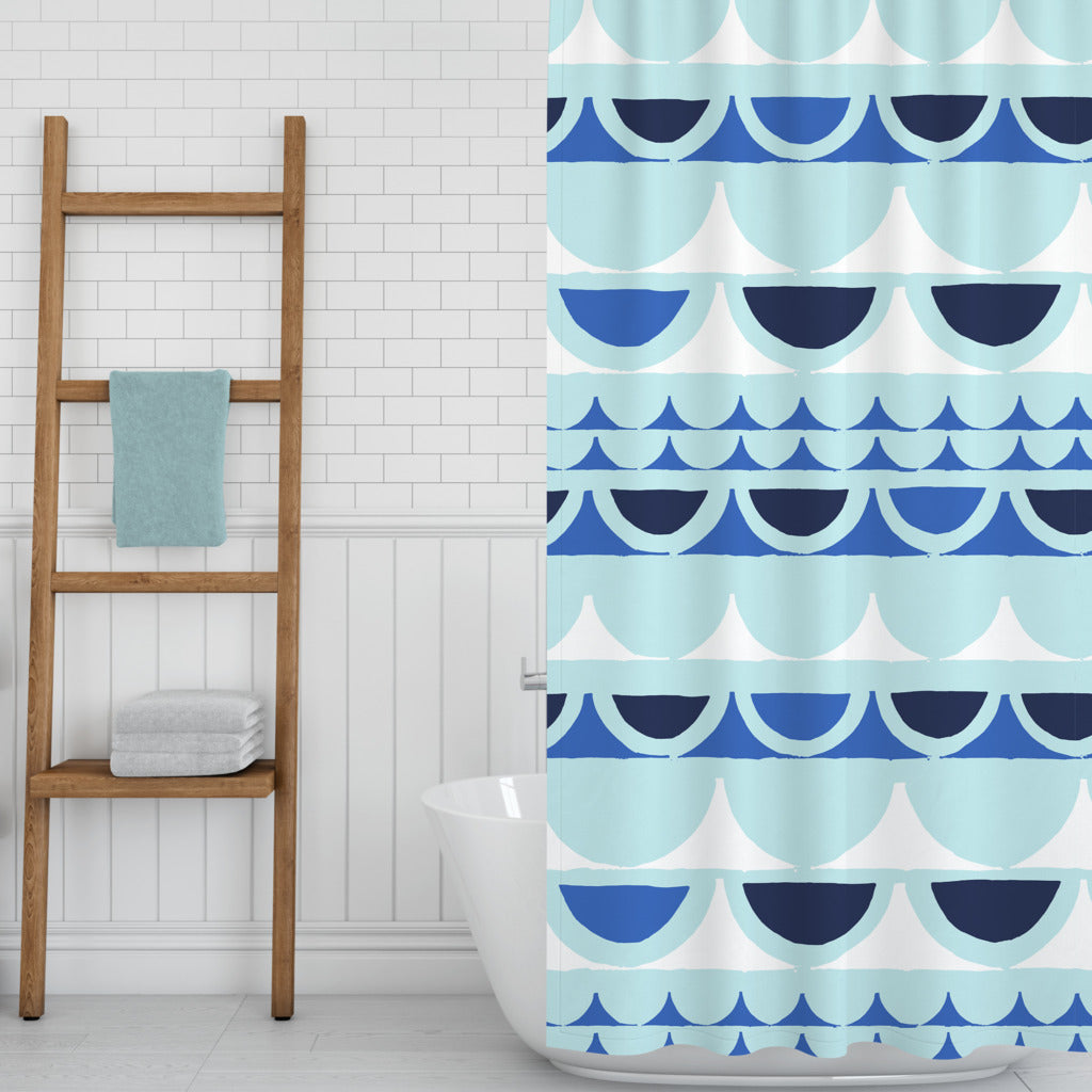Light blue shower curtain – Hope and Booth