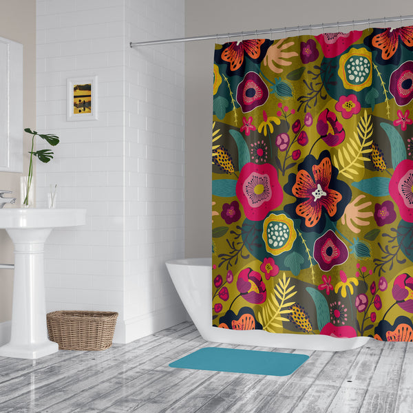 *NEW* Boho Chic Washable, Water and Mold Resistant Fabric Shower Curtain - No Liner Needed