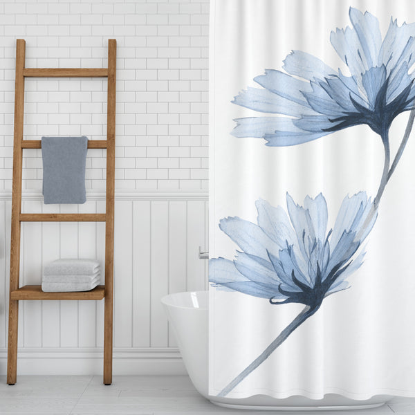 *NEW* Hand-Painted Floral Watercolor Shower Curtain #1