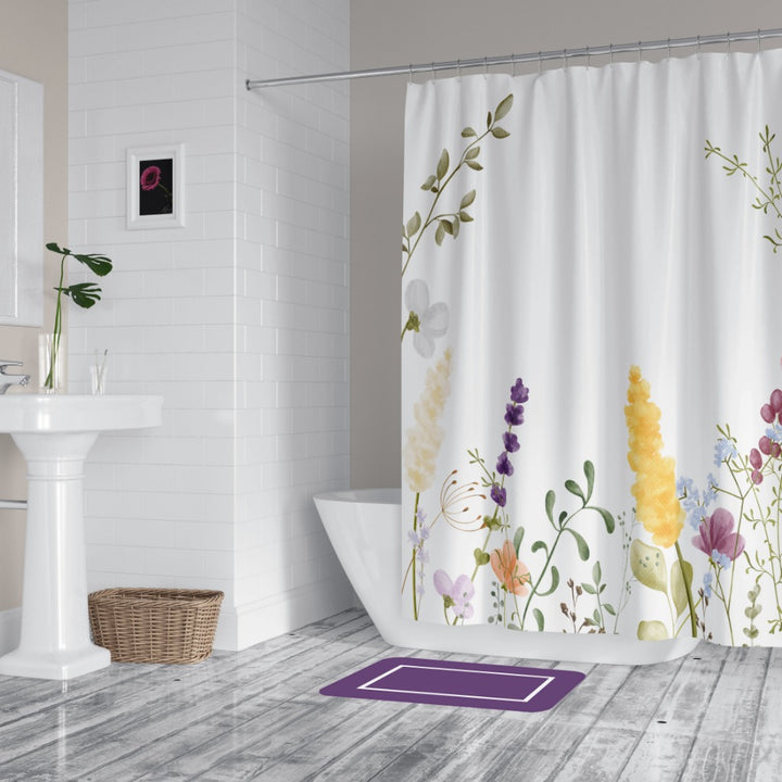 Watercolor wildflower shower curtain