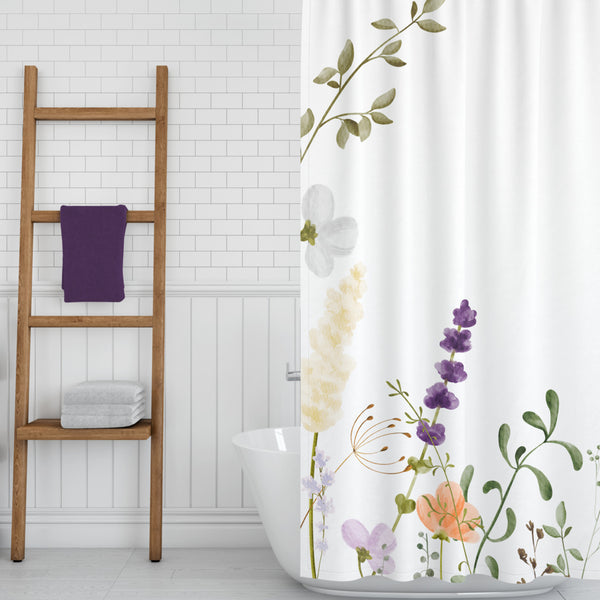 *NEW* Washable Watercolor Wildflowers Design Shower curtain