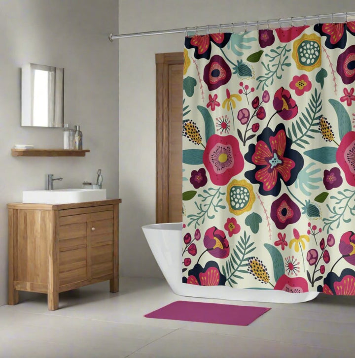 boho-chic-shower-curtain-in-elegant-bathroom