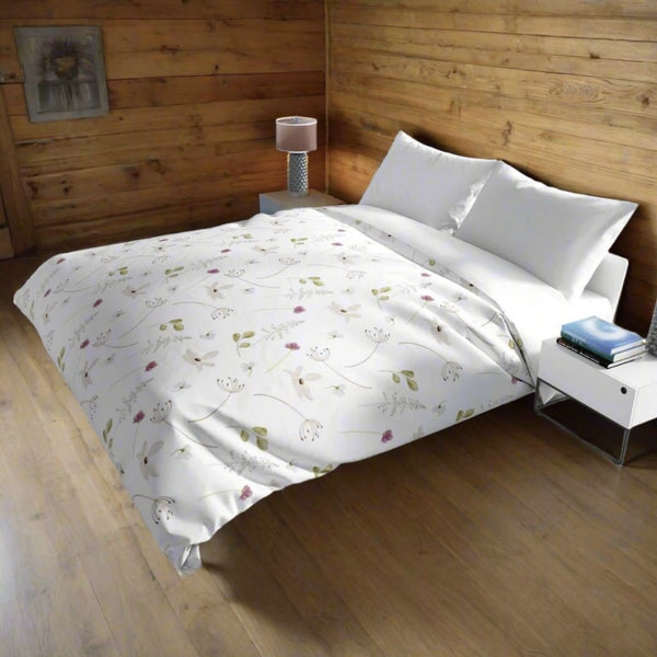 duvet cover with floral design in a chalet bedroom