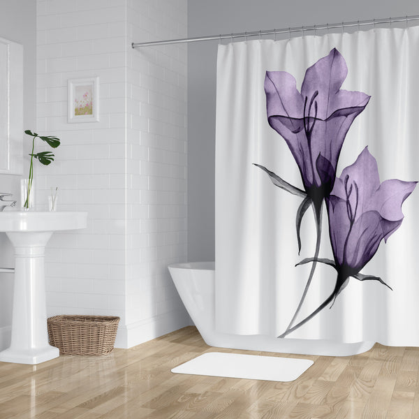 *NEW* Hand-Painted Floral Watercolor Shower Curtain #2 - Purple version