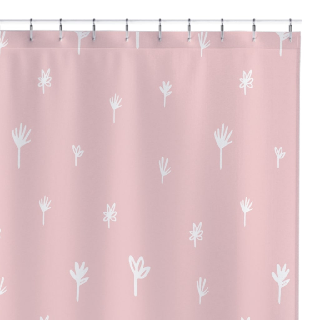 Unique Vivid Durable Fabric Shower Curtain - Washable - Pink & White Modern  Floral