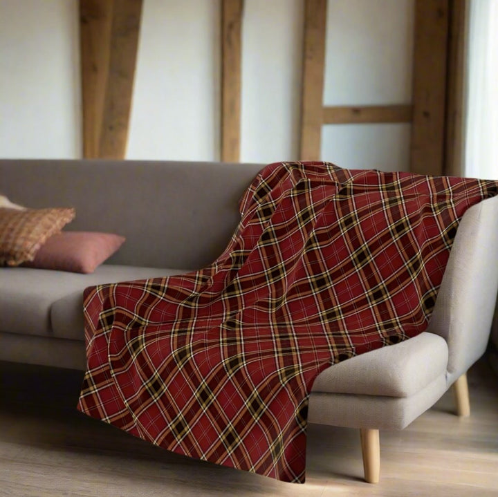 stylish-red-plaid-blanket-on-couch