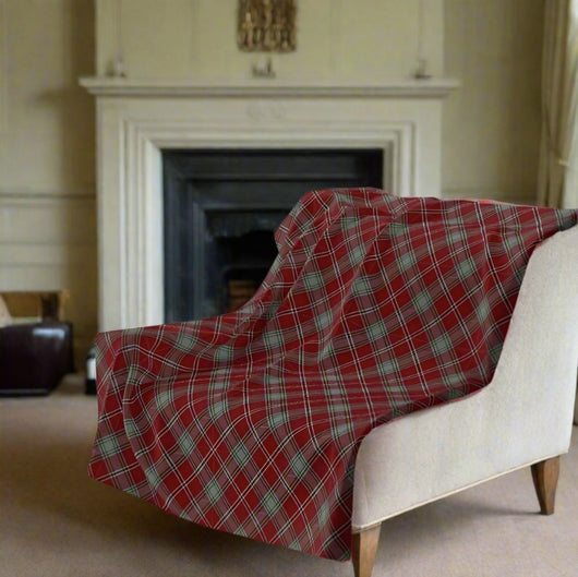 elegant red plaid throw blanket in stylish living room