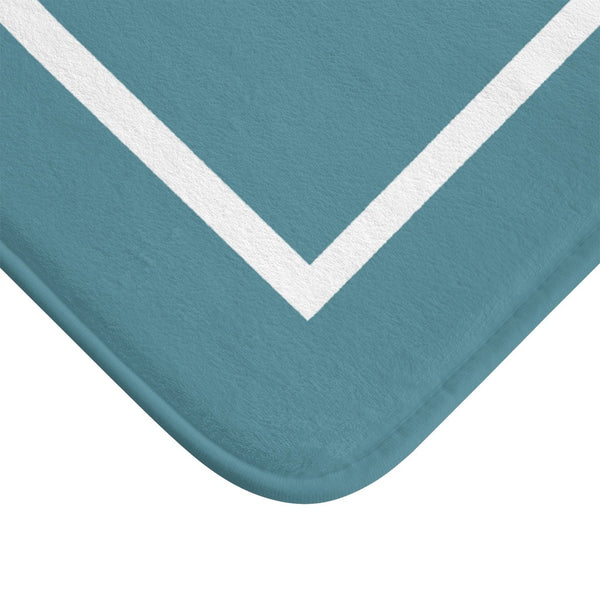 Luxurious Ultrasoft Turquoise and White Bath Mat