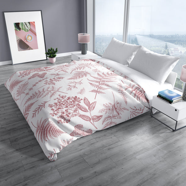 *NEW* Ultrasoft Lightweight Silky Smooth -  White & Dusky Pink Botanics Duvet Cover