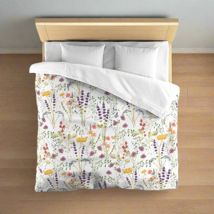 Beautiful wildflowers duvet cover in a modern bedroom