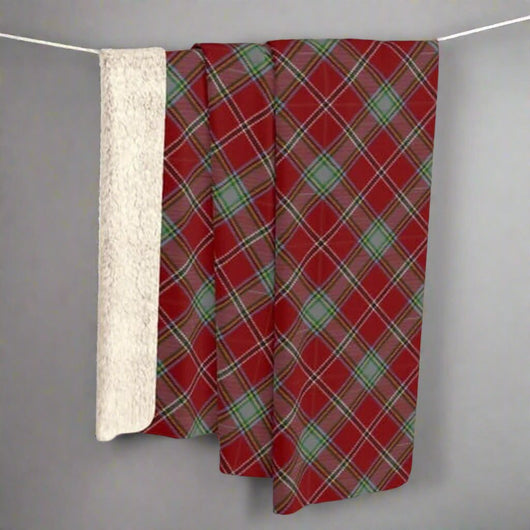 red plaid fleece throw blanket close up