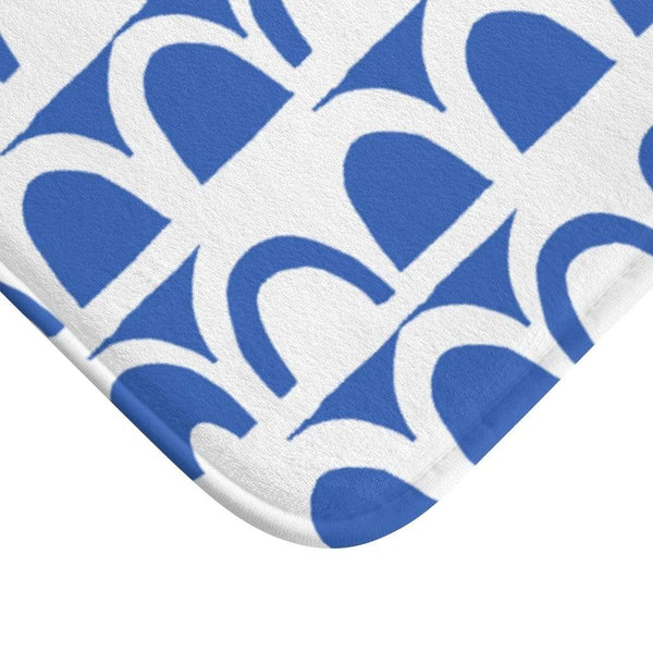 Blue and White Stonewall Bath Mat 34" × 21" 2403733017