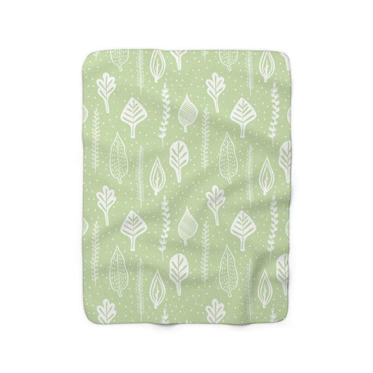 Natural Green Leaves Sherpa Fleece Blanket 50" × 60" 3546223176