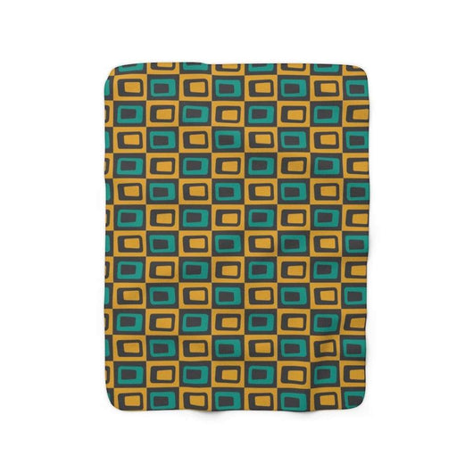 Smitten Gold and Teal Sherpa Fleece Blanket 50" × 60" 3546125348