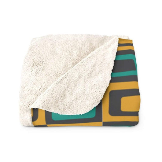 Smitten Gold and Teal Sherpa Fleece Blanket 50" × 60" 3546125348