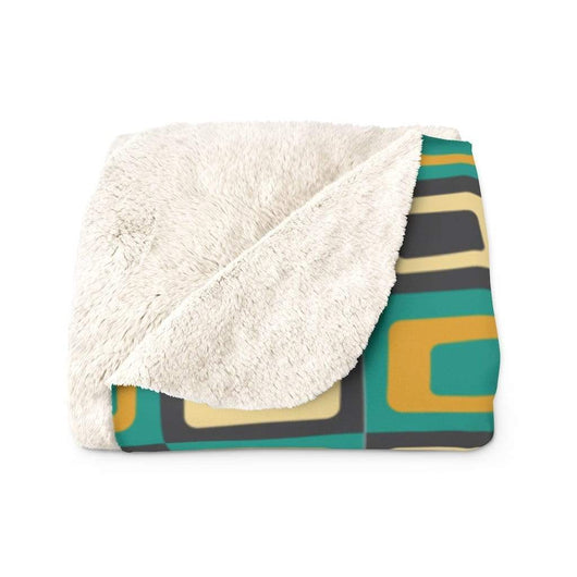 Smitten Teal and Gold Sherpa Fleece Blanket 50" × 60" 3546065096