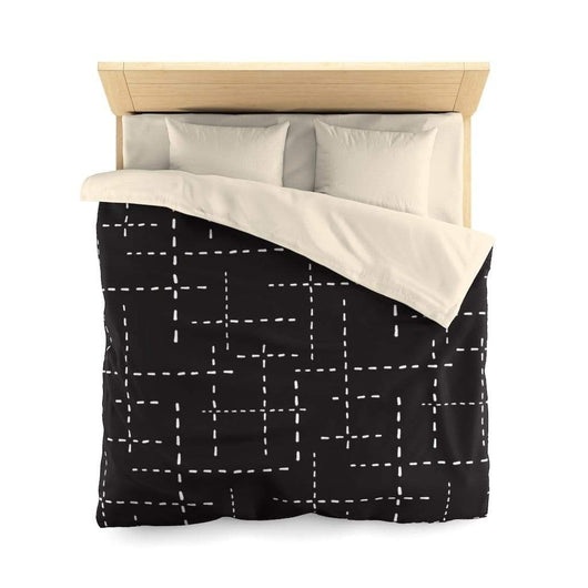 Tranquil Black and White Lines Duvet Cover Queen / Cream 2187965747