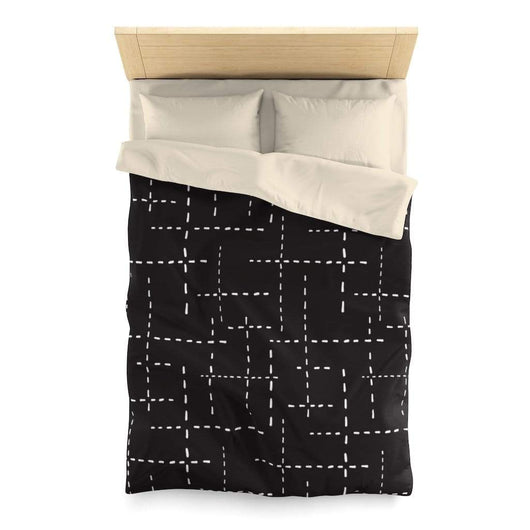 Tranquil Black and White Lines Duvet Cover Twin / Cream 2187965748