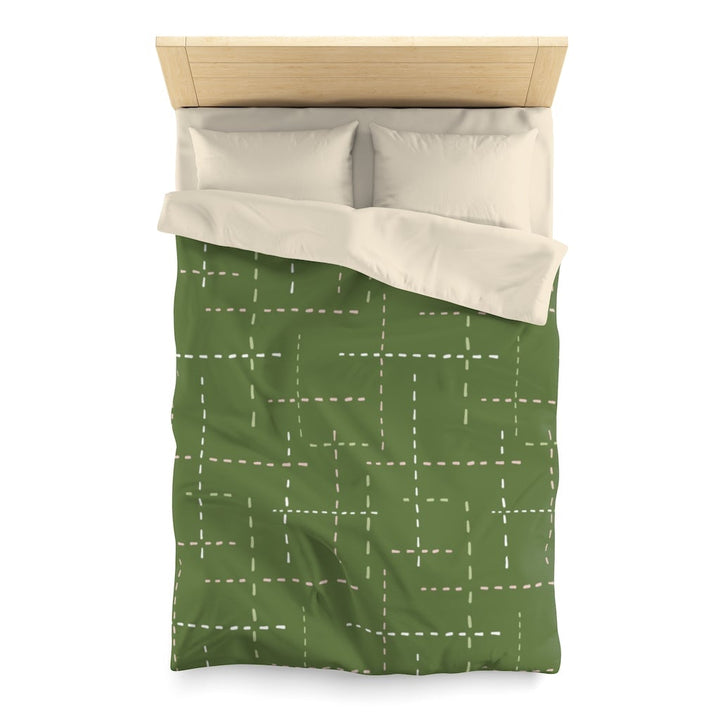 Tranquil Green Lines Duvet Cover Twin / Cream 2153848788